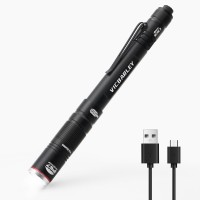 Vicbarley Rechargeable Pen Light 300 Lumens Led Pocket Rechargeable Flashlight With Clip Zoomable Waterproof Perfect For Emerg