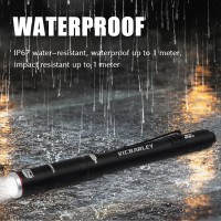 Vicbarley Rechargeable Pen Light 300 Lumens Led Pocket Rechargeable Flashlight With Clip Zoomable Waterproof Perfect For Emerg