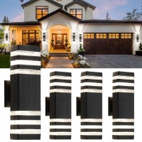 Tewei 4 Pack Outdoor Wall Lights Modern Exterior Light Fixture Wall Mount Black Outdoor Lights For House Waterproof Aluminum Up