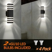 Tewei 4 Pack Outdoor Wall Lights Modern Exterior Light Fixture Wall Mount Black Outdoor Lights For House Waterproof Aluminum Up