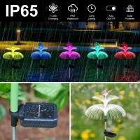 Weepong Solar Garden Lights Waterproof Newest Solar Outdoor Lights Decorative 7 Color Changing Double Jellyfish And Butterfly So