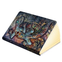 Qxmgcbok Folding Book Lamp, Rechargeable Decorative Books Light,Color Changing Lamp,Lizard Embossed Mood Lighting, Gift Ideas For Book Lovers And Children