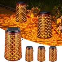 Jsot Christmas Solar Lanterns Outdoor Waterproof, Halloween Hanging Lantern Decorative Metal Outdoor Lights For Backyard Patio Table Yard Balcony Lawn Pathway Tree 2 Modes(Warm/Cool White-6Pack)