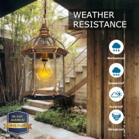 Riigoog Outdoor Pendant Lights For Porch, Vintage Bronze Exterior Hanging Lantern Anti-Rust Aluminum Hanging Lights With Clear Glass Shade Waterproof Pendant Light For Front Door Foyer Entryway