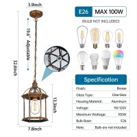 Riigoog Outdoor Pendant Lights For Porch, Vintage Bronze Exterior Hanging Lantern Anti-Rust Aluminum Hanging Lights With Clear Glass Shade Waterproof Pendant Light For Front Door Foyer Entryway