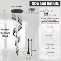 Ykolupty Staircase Chandelier 42Lights Crystal Ceiling Lights Adjustable Length 197Inches Large Chandeliers For High Ceilings