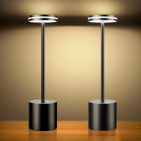 Hapfish Cordless Table Lamps Set Of 2, Portable 5000Mah Outdoor Battery Powered Table Lamp, Dimmable, Wireless Rechargeable Led Desk Light For Indoor/Outdoor/Home/Restaurant (Black)