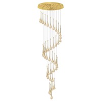 Ykolupty H197 Foyer Chandeliers For High Ceiling 42Lights Gold Chandelier Led Pendant Lighting Fixtures Dimmable 2700K6000K