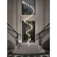 Ykolupty H197 Foyer Chandeliers For High Ceiling 42Lights Gold Chandelier Led Pendant Lighting Fixtures Dimmable 2700K6000K