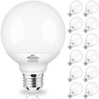 Winshine 12 Pack Bathroom Light Bulbs, 5000K Daylight Led Globe Light Bulbs, 60W Equivalent E26 Base, G25 Vanity Light Bulb For Bathroom Makeup Mirror, Bedroom Lights Cri85+, 500Lm, Non-Dimmable