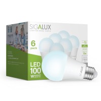 Sigalux Light Bulbs 100 Watt Equivalent Led Bulbs, A19 Daylight White Light Bulbs 5000K, Non-Dimmable 13W Energy Efficient Light Bulbs With E26 Medium Base,1500Lm,Ul Listed,6 Packs