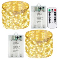 2 Pack Fairy Lights Battery Operated With Remote Control Timer, Led String Lights Outdoor Indoor, 8 Mode Twinkle Lights For Christmas Party Wedding Birthday Bedroom D?Cor (Warm White)