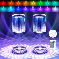 Nusogon Crystal Lamp,16 Rgb Color Changing Touch Remote Control Lamp,Usb Rechargeable Diamond Table Lamp For Bedroom Living Room,Modern Nightstand Lamp,Party Dinner Decor Lights.(2-Pack-16Color)