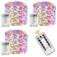 3 Pack Fairy Lights Battery Operated With Remote Control Timer, 26 Ft 80 Led String Lights Outdoor Indoor, 8 Mode Twinkle Lights For Christmas Party Wedding Birthday Bedroom D?Cor (Multi-Colored)