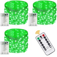 3 Pack Fairy Lights Battery Operated With Remote Control Timer, 26 Ft 80 Led String Lights Outdoor Indoor, 8 Mode Twinkle Lights For Christmas Party Wedding Birthday Bedroom D?Cor (Green)