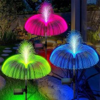 Rablue 2Pack Solar Lights Outdoor Garden, Jellyfish-Shaped 7 Colors Changing Solar Lamp Ip44 Waterproof Fairy Pathway Light For Lawn Yard Garden Outdoor Patio Summer Decorations (B)