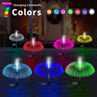 Rablue 2Pack Solar Lights Outdoor Garden, Jellyfish-Shaped 7 Colors Changing Solar Lamp Ip44 Waterproof Fairy Pathway Light For Lawn Yard Garden Outdoor Patio Summer Decorations (B)