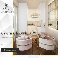 Catiner Gold Crystal Chandeliers Modern Semi Flush Mount Chandelier 4Ligh Drum Crystal Ceiling Pendant Light Fixture 12 For