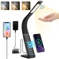 Rigors Led Desk Lamp With Wireless Charger Usb Charging Port Stepless Dimmable Brightness Natural Lights Desk Lamps For Home