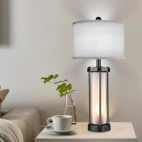 Table Lamps For Living Room Set Of 2 26 Tall Bedside Farmhouse Table Lamps With Led Lantern Nightlight Bedroom Nightstand Lamp