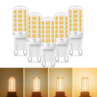 Evastary G9 Led Bulb, Dimmable 40 Watt G9 Halogen Light Bulbs Equivalent, 3000K Soft White T4 G9 Bi-Pin Base Bulbs, 360 Beam Angle, 120V 410Lm G9 Bulb For Crystal Chandelier Lighting, 5 Pack