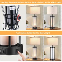 Table Lamps For Living Room Set Of 2 26 Tall Bedside Farmhouse Table Lamps With Led Lantern Nightlight Bedroom Nightstand Lamp