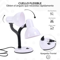 Led Hard Lamp Or Table For Bedroom Desk Flexible Neck For Reading Spotlight E27 (White)