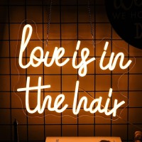 Alkkign Love Is In The Hair Neon Sign Dimmable Warm Letter Neon Signs Salon Hair Salon Sign Word Led Neon Light Sign Powered