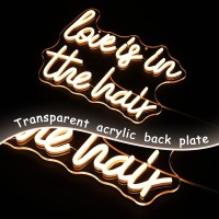 Alkkign Love Is In The Hair Neon Sign Dimmable Warm Letter Neon Signs Salon Hair Salon Sign Word Led Neon Light Sign Powered