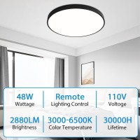 Hovenla 24 Inch Led Flush Mount Ceiling Light 48W 2800Lm Bedroom Lights For Ceiling 30006500K Dimmable Close To Ceiling Light