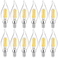 Dge 12X4 Watt Led Warm White Ceiling Fan Light Bulbs C32 Chandelier Light Bulbs Bright And Lasting 470 Lumen Bent Tip Light Bulb With E12 Candelabra Base, 12 Pack