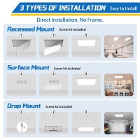 Allsmartlife 1X2 Ft Led Flat Panel Light Surface Mount 24W 2880Lm 5Cct 3000K6000K Selectable Dimmable Edgelit Ceiling Light