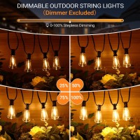 Kondras 100Ft Led Outdoor String Lights Waterproof Outside Patio Lights With 52 Dimmable St38 Edison Bulbs Connectable Hanging