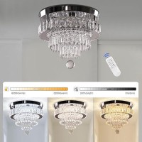 Finktonglan 118 Dimmable Crystal Chandelier Led Modern Crystal Ceiling Light Flush Mount Crystal Chandeliers 3 Light Colors