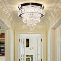 Finktonglan 118 Dimmable Crystal Chandelier Led Modern Crystal Ceiling Light Flush Mount Crystal Chandeliers 3 Light Colors