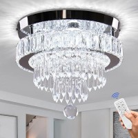 Finktonglan 118 Dimmable Crystal Chandelier Led Modern Crystal Ceiling Light Flush Mount Crystal Chandeliers 3 Light Colors