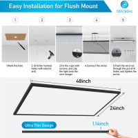 Aphyni 2X4 Led Flat Panel Light Flush Mount 70W 7700Lm 3000K4000K5000K 10100 Triac Dimming 120V 24X48 In Surface Mount Bl