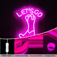 Dracey Lets Go Girls Neon Sign For Wall Decor Pink Cowboy Cowgirl Boots Led Signs Neon Light Usb Powered For Bedroom Game Room