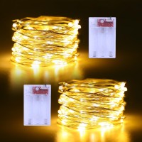 Fairy Lights Battery Operated 2 Pack 164Ft 50 Leds Silver Copper Wire Twinkle String Lights For Halloween Christmas Bedroom Ind