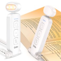 Gritin Rechargeable Book Light For Reading In Bed With Memory Function-Mini Portable,Eye Caring 3 Colors,Dimmable Brightness,Long Lasting Compact Cute Clip On Book Light For Book Lovers, Kids