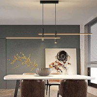 Dzqh-Qin Led Pendant Light Dimmable Dining Room Dining Table Hanging Lamp Modern Black Pendant Lamp Height Adjustable Hanging Lamp With Remote Control Hanging Lamp Dining Kitchen Bar