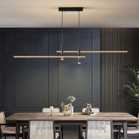 Dzqh-Qin Led Pendant Light Dimmable Dining Room Dining Table Hanging Lamp Modern Black Pendant Lamp Height Adjustable Hanging Lamp With Remote Control Hanging Lamp Dining Kitchen Bar