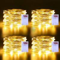 Fairy Lights Battery Operated 4 Pack 164Ft 50 Leds Silver Copper Wire Twinkle Lights For Halloween Christmas Bedroom Indoor Out