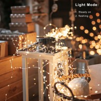 Fairy Lights Battery Operated 4 Pack 164Ft 50 Leds Silver Copper Wire Twinkle Lights For Halloween Christmas Bedroom Indoor Out