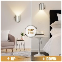 Ejiaxin Retro Wall Sconces Set Of Two Modern Hardwired Wall Sconces Lighting With Rotary Switch 350 Rotate Brushed Nickel Wal