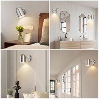 Ejiaxin Retro Wall Sconces Set Of Two Modern Hardwired Wall Sconces Lighting With Rotary Switch 350 Rotate Brushed Nickel Wal