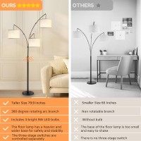 Arc Floor Lamps For Living Room Modern Mid Century Tall Standing Floor Lamp With Heavy Base For Bedroom Office 3Light Floor Lam