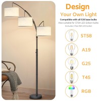 Arc Floor Lamps For Living Room Modern Mid Century Tall Standing Floor Lamp With Heavy Base For Bedroom Office 3Light Floor Lam