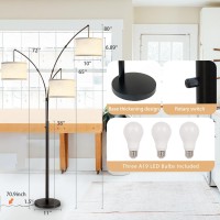 Arc Floor Lamps For Living Room Modern Mid Century Tall Standing Floor Lamp With Heavy Base For Bedroom Office 3Light Floor Lam