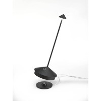 Zafferano Pina Pro Led Table Lamp (Color: Black) In Aluminum, Ip54 Protection, Indoor/Outdoor Use, Contact Charging Base, 11